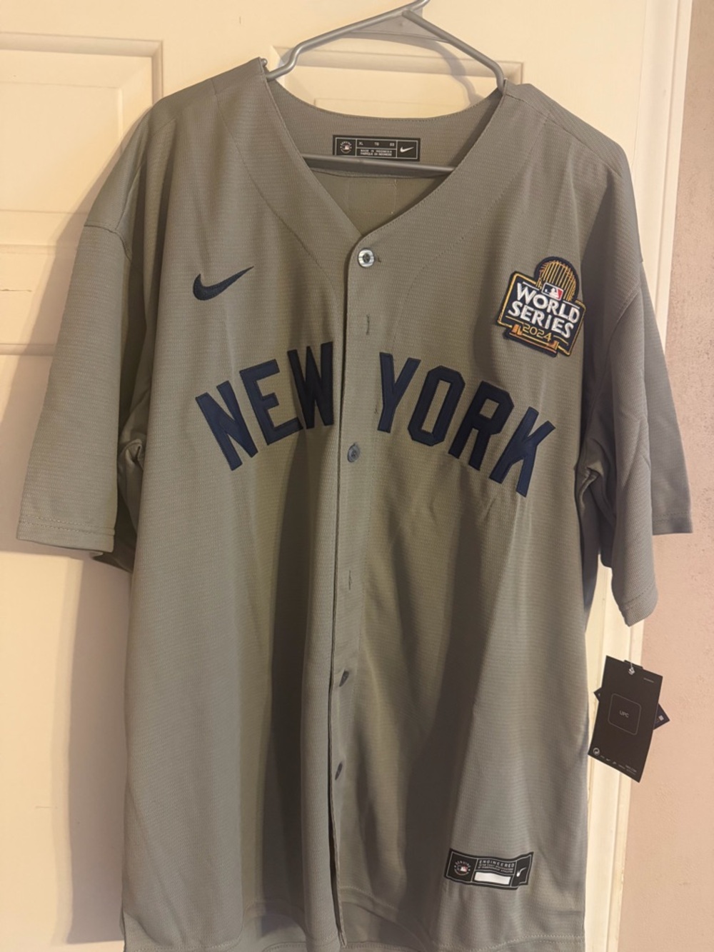 Nike Grey MLB Jersey Top with Black Logo Trim